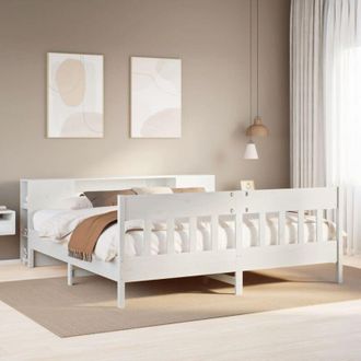 vidaXL Vidaxl - Cama Con Estanter&iacute;a Sin Colch&oacute;n Madera Maciza Blanca 180x200 Cm