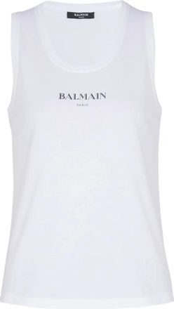 Balmain Top con stampa logo - Bianco