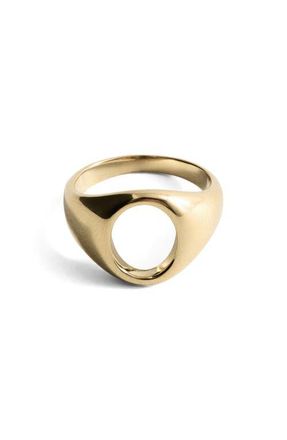 Mango Cutout Signet Ring in Gold at Nordstrom, Size Medium