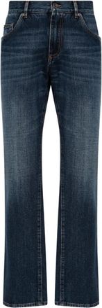 Dolce & Gabbana Indigo Blauwe Straight-Leg Denim Jeans - Heren - Slim Fit Jeans - Blauw - XL - Denim - Jeans