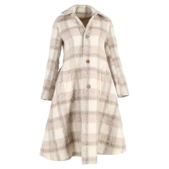 Acne Studios Checkered Belted Coat in Brown Alpaca Wool