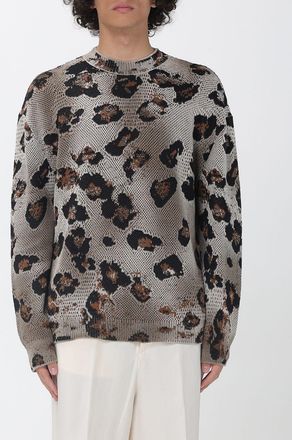 Laneus Maglia a girocollo in cotone animalier