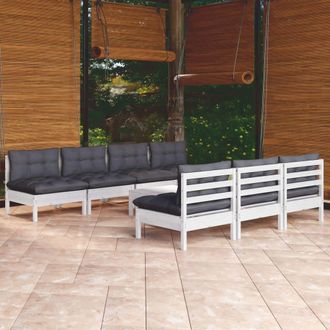vidaXL Vidaxl - Muebles De Jard&iacute;n 8 Piezas Con Cojines Antracita Madera Pino