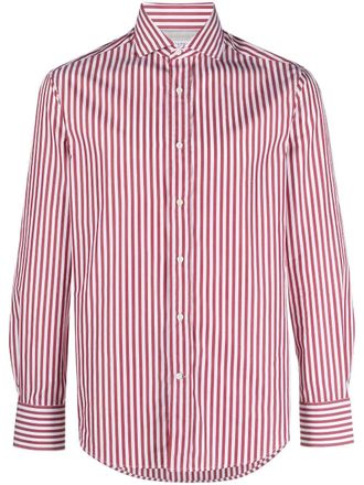Brunello Cucinelli Camicia a righe - Rosso