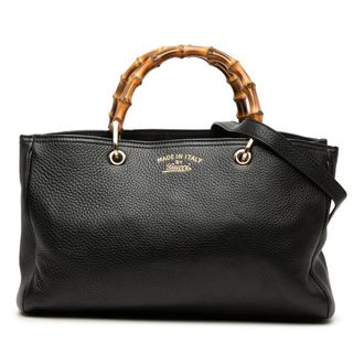 Gucci Pre-owned Gucci Medium Calfskin Bamboo Shopper Satchel Ladies JGDKLNG1F1HF37BL