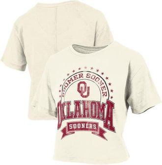 Pressbox Womens Pressbox Natural Oklahoma Sooners Vintage Wash Waist-Length Slub T-Shirt at Nordstrom, Size Large