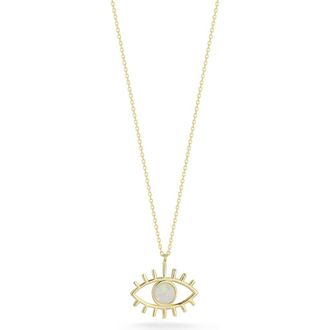 Sphera Milano Synthetic Opal Evil Eye Pendant Necklace in Gold/White at Nordstrom Rack