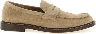 Doucal's Beige Solid Penny Loafers