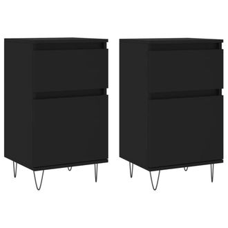 Berkfield Home Sideboards 2 pcs Black 40x35x70 cm Engineered Wood | Size: 40 x 35 x 70 cm