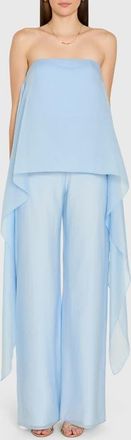 Amanda Uprichard Jenny Strapless Jumpsuit in Baby Blue at Nordstrom, Size X-Small