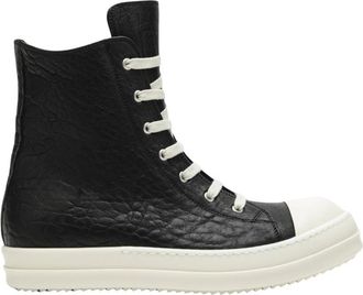Rick Owens Black Textured High-Top Sneakers