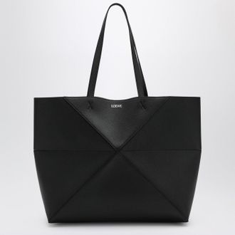 Loewe Large Puzzle Fold Tote bag in black grenade leather