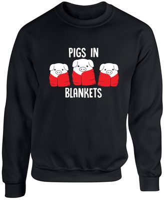 HippoWarehouse Pigs in Blankets Unisex Jumper Sweatshirt Pullover (Specific Size Guide in Description) Black