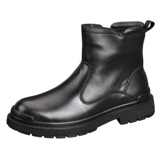 Generic Mens Winter Snow Boots Water Resistant Warm Fur Lined Anti Slip Work Ankle Boots Casual High-top Outdoor Hiking Trekking Boot (Black,6.5)