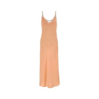 Paco Rabanne Midi Dresses, female, Orange, Size: S Satin Chain Strap Midi Dress