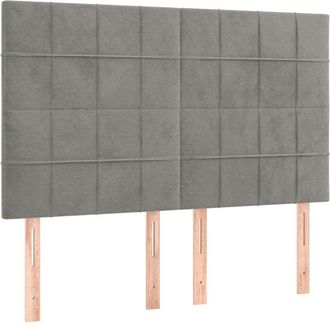 vidaXL Cabecero Con Luces Led Terciopelo Gris Claro 144x5x118/128 Cm Vidaxl