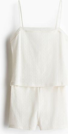 H&M Pyjama mit Pointellemuster - Cremefarben