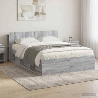 Berkfield Home Bed Frame with Storage Grey Sonoma 140 x 190 cm Engineered Wood