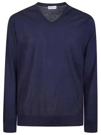 Ballantyne Plain Long Sleeve V-Neck Sweater