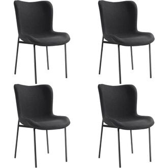 TecTake Dining Chair Tessa Set Of 4 - Woven Fabric Black/Black in Black | Size: 4 Pack