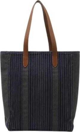 Herm&egrave;s Pre-owned Tote Bags, female, Blue, Size: ONE SIZE Pre-owned Calicut Denim Leather Tote Bag