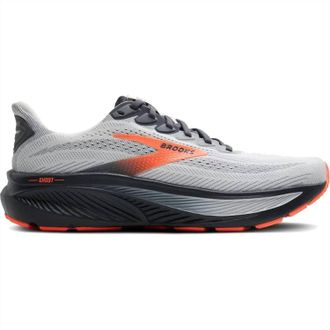 Brooks Mens Ghost 17 2E Running Shoes In Oyster Mushroom/orange/ebony