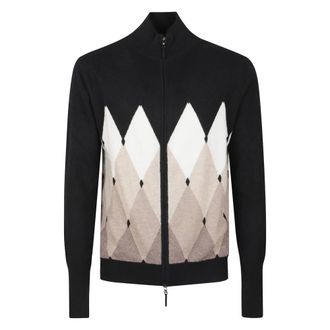 Ballantyne Cardigan con Zip Argyle - - Knitwear - Uomo - Multicolore - XL