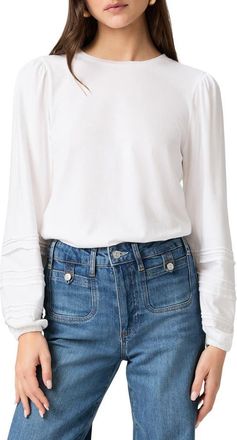 Paige Cyrano Pintuck Jersey Top in White at Nordstrom, Size Xx-Small