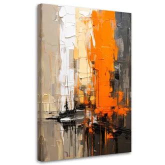 Artgeist Artgeist - Quadro Su Tela, Astrazione Moderno Arancione Grigio Beige - 80x120