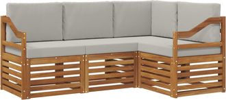 vidaXL Conjunto De Sof&aacute;s De Exterior 4 Uds. Gris Natural Y Claro Vidaxl