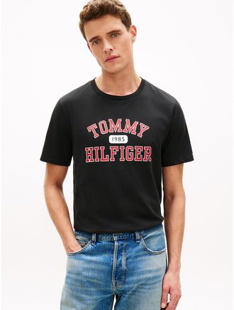 Tommy Hilfiger Mens Tommy Varsity Logo T-Shirt - Black - XXXL