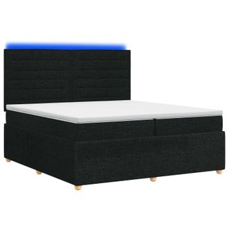 vidaXL Letto Box Spring Led Con Materasso Nero 200 X 200 Cm Tessuto Vidaxl