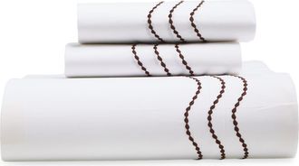 Matouk Serena Embroidered Percale Sheet Set in Mocha at Nordstrom, Size Queen