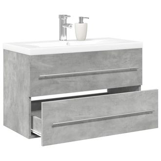 Berkfield Home 2 Piece Bathroom Furniture Set Concrete Grey Engineered Wood