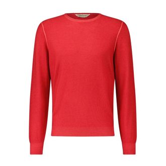 Gran Sasso Round-neck Knitwear, male, Red, L, Fine Wool Knit Jumper