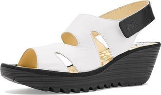 FLY London Yaad604fly Womens Sandals White/Black : EU 41 (US Womens 10-10.5) M, Leather