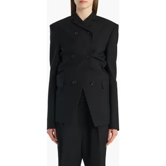 Khaite Rolo Double Breasted Wool & Silk Jacket in Black at Nordstrom, Size 2