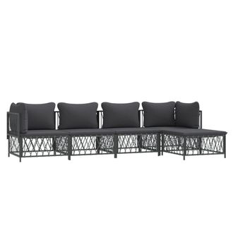 vidaXL Juego Muebles De Jard&iacute;n 5 Pzas Y Cojines Acero Gris Antracita Vidaxl
