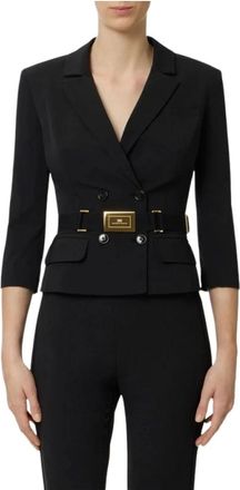Elisabetta Franchi Dames, Jassen, Zwart, Maat: M Leer