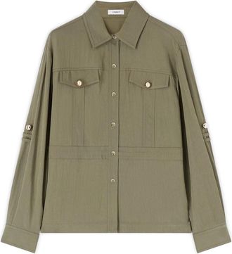 Motivi Drawstring Shirt - Dames - Overhemden - Groen - M - Nylon - Overhemden