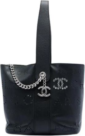 Chanel Pre-owned Perforated Bucket Bag - Dames - Vintage Tas - Zwart - ONE Size - Leer - Vintage