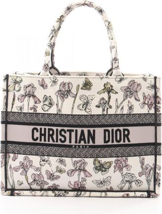 Dior Black Multi-Color White Canvas Handbag Tote Bag (Pre-Owned)
