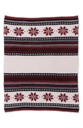 Barefoot Dreams CozyChic Fair Isle Throw Blanket in Crimson Multi at Nordstrom, Size One Size Oz