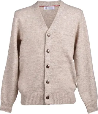 Brunello Cucinelli Sand Wool Blend Cardigan Sweater, Brand Size 54 (US Size 44)
