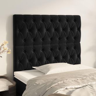 vidaXL Cabeceros 2 Unidades De Terciopelo Negro 100x7x78/88 Cm Vidaxl