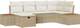 vidaXL Garden Sofa Set 6 pcs Beige 55 x 62 x 69 cm Poly rattan Vidaxl