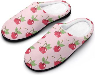 Generic Cherryfruit Womens Slippers Warm House Slippers Indoor House Shoes with Anti-Skid Rubber Sole