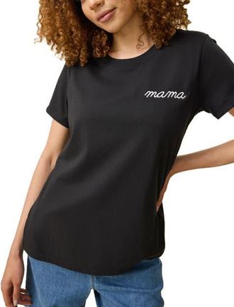 Kindred Bravely Classic Cotton Nursing T-shirt in Black Embroidered at Nordstrom, Size X-Small