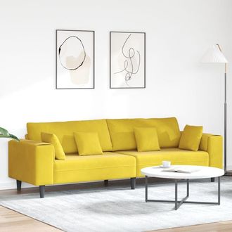 vidaXL Vidaxl - Sof&aacute; De Terciopelo Con Coj&iacute;n Amarillo 210 Cm Terciopelo