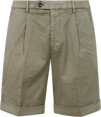 Michael Coal Gekreukte Katoenen Shorts - Heren - Korte Broeken - Groen - W32 - Katoen - Korte Broeken